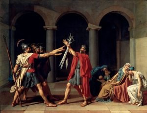 1784，Oath of the Horatii，329.8×424.8cm，Louvre Paris
