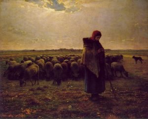 1864 《牧羊女与群羊》米勒 Shepherdess with her Flock