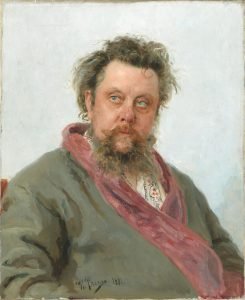 1881，Portrait of M. P. Mussorgsky