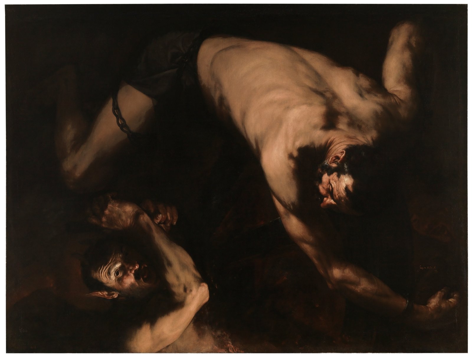 ribera ixion prado 里韦拉《伊克西翁》(1632年):伊克西翁被锁链捆着在黑暗中翻滚,普拉多博物馆藏
