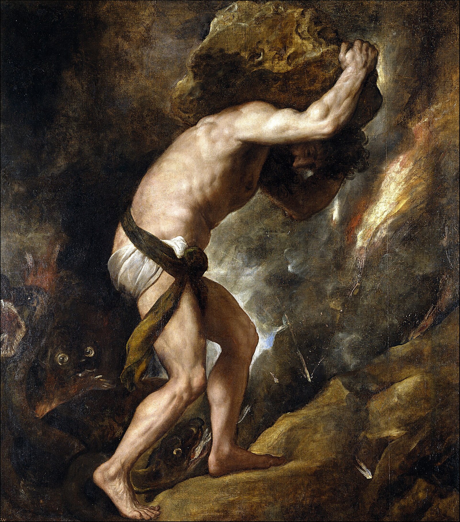 titian sisyphus prado 提香《西西弗斯》:他扛着巨石向山上走去,普拉多博物馆藏
